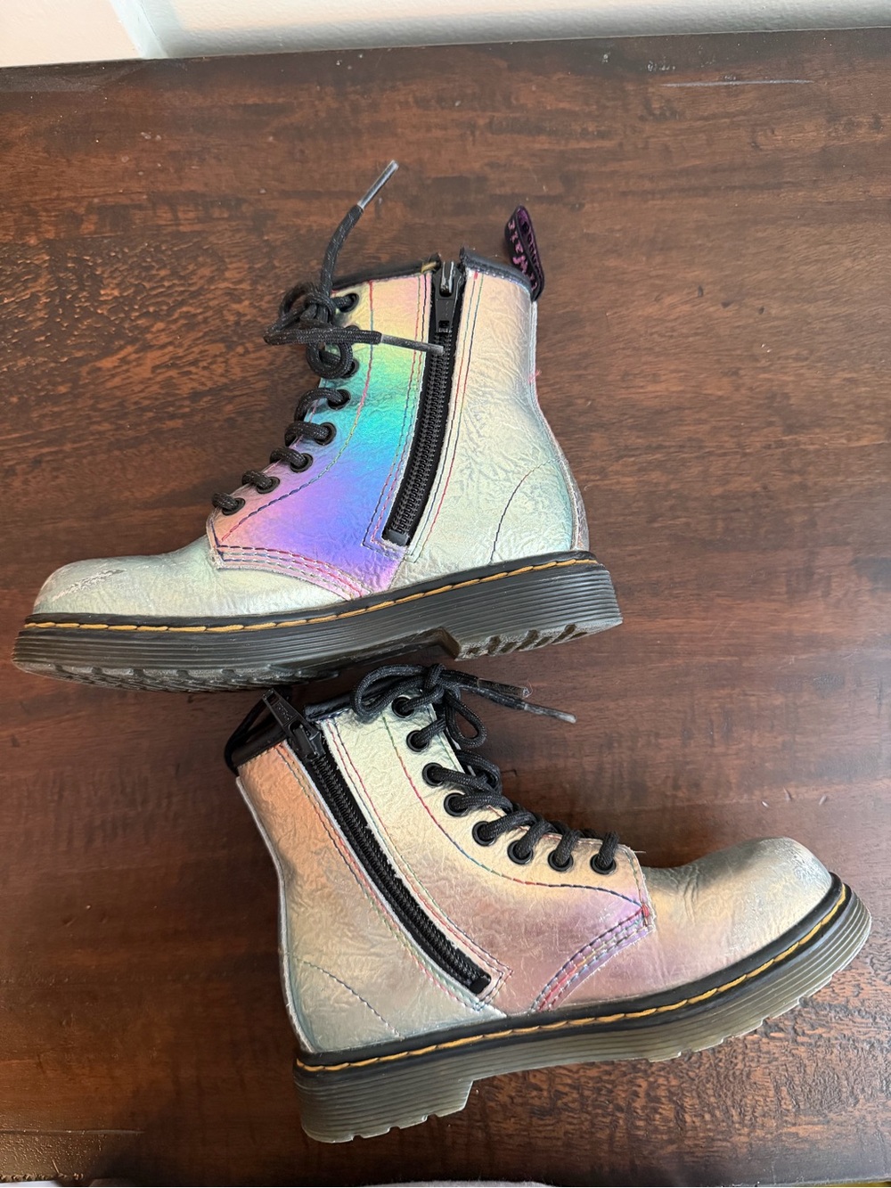 Dr. Martens Junior 1460 Rainbow Leather Lace Up Boots - Picture 7 of 12